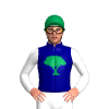 Navy Blue, Emerald Green Palm Tree, White Sleeves, Emerald Green Cap