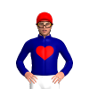Navy Blue, Red Heart, Red Cap