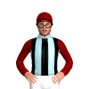 Light Blue And Black Stripes, Maroon Sleeves And Cap
