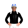 Black, White Epaulettes With Royal Blue Outline, White And Royal Blue Striped Cap