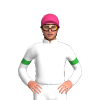 White, Green Circles And Armbands, Pink Cap