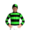 Black, Lime Green Hoops, Hooped Sleeves, Quartered Cap