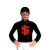 Black, Red Double Dollar Sign, Seams Cap