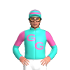 Turquoise, Hot Pink GG Racing Logo, Diagonal Halves Sleeves, Hooped Cap