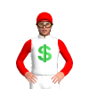 White, Green Dollar Sign, Red Sleeves And Cap