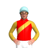 Red, Gold Sash And Sleeves, Pale Blue Cap