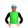 Lime Green, Light Blue And Black Music Notes Motif And Sleeves, Light Blue Cap