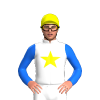 White, Yellow Star, Blue Sleeves, Yellow Cap