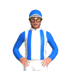 WHITE, BLUE BRACES, SLEEVES, CAP, WHITE PEAK