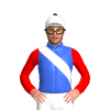 ROYAL BLUE, WHITE RIGHT SASH, RED SLEEVES, WHITE CAP, BLACK POM POM