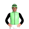 PALE GREEN, BLACK SEAMS, SLEEVES, HOOPS CAP