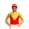 RED,GOLD BIB,SLEEVES,HOOPS CAP,COLLAR