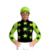 BLACK, YELLOW GREEN STARS, SLEEVES, BLACK STARS, YELLOW GREEN CAP