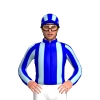 MEDIUM BLUE, LT BLUE BRACES, STRIPES SLEEVES, STRIPES CAP