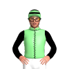 LIGHT GREEN,BLACK SEAMS,SLEEVES,HOOPS CAP 