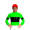 LIME,BLACK BAND,LIME SLEEVES,BLACK ARM BAND,RED CAP 
