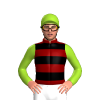 MAROON, BLACK HOOPS, YELLOW GREEN SLEEVES, CAP