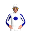 WHITE,NAVY DISC,STRIPES SLEEVES