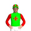  LIME, RED FLEUR DE LYS, RED SLEEVES, LIME CAP, RED STRIPES