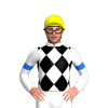 WHITE, BLACK DIAMOND CHECK, WHITE SLEEVES, BLUE ARMBANDS, Yellow cap