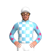 SKY BLUE, WHITE CHECKS, SKY BLUE SLEEVES, PINK STARS, White cap