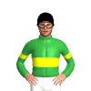 GREEN, YELLOW DOUBLE BAND, YELLOW ARMBANDS, Black cap