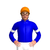 MEDIUM BLUE, SLEEVES, WHITE ARMBANDS, Orange cap