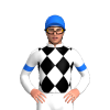 WHITE, BLACK DIAMOND CHECK, WHITE SLEEVES, BLUE ARMBANDS, Blue cap