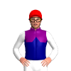 PURPLE , NAVY HALVED , NAVY DIAMOND BAND , WHITE SLEEVES, Red cap