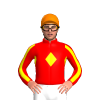 RED, YELLOW DIAMOND BAND, RED SLEEVES, YELLOW STRIPE, Orange cap