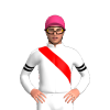 WHITE,RED RIGHT SASH, DOUBLE ARMBAND, Pink cap
