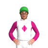WHITE, MAGENTA DIAMOND BAND, MAGENTA SLEEVES, Green cap