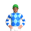 SKY BLUE, BLUE DIAMOND CHECK, WHITE SLEEVES, BLUE HOOPS, Green cap