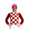 MAROON, WHITE CHECKS, MAROON SLEEVES, WHITE COLLAR, Pink cap