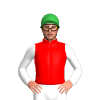 RED, WHITE SLEEVES, Green cap