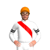 WHITE,RED RIGHT SASH, DOUBLE ARMBAND, Orange cap