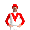WHITE, RED V, RED SLEEVES, Red cap