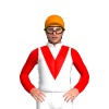 WHITE, RED V, RED SLEEVES, Orange cap