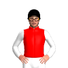RED, WHITE SLEEVES, Black cap