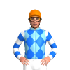 SKY BLUE, BLUE DIAMOND CHECK, WHITE SLEEVES, BLUE HOOPS, Orange cap