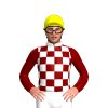 MAROON, WHITE CHECKS, MAROON SLEEVES, WHITE COLLAR, Yellow cap