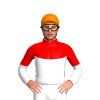 RED, WHITE HALVES, WHITE DIAMOND BAND , SLEEVES, Orange cap