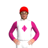 WHITE, MAGENTA DIAMOND BAND, MAGENTA SLEEVES, Red cap