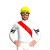 WHITE,RED RIGHT SASH, DOUBLE ARMBAND, Yellow cap