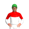 RED, WHITE HALVES, WHITE DIAMOND BAND , SLEEVES, Green cap