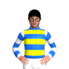 BLUE,YELLOW HOOPS,WHITE SLEEVES,BLUE HOOPS, Black cap
