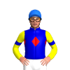 MEDIUM BLUE ,RED DIAMOND BAND,YELLOW SLEEVES, MEDIUM BLUE ARMBANDS, Blue cap