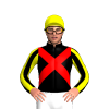 BLACK, RED CROSSED SASHES, BLACK SLEEVES, YELLOW STRIPES, Yellow cap