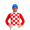 WHITE, RED CHECKS, RED SLEEVES, Blue cap