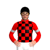 RED, BLACK CHECKS, RED SLEEVES, SILVER ARMBANDS, Black cap